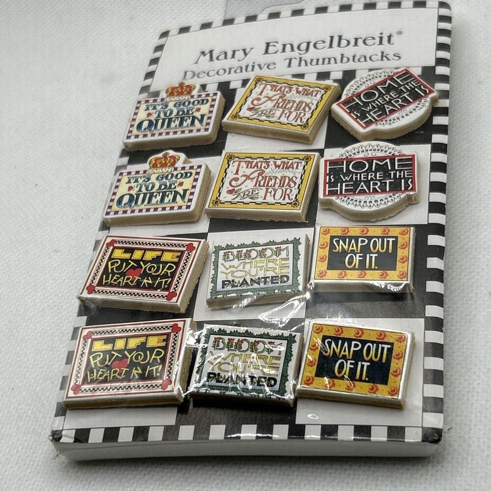 New Vintage Mary Engelbreit Decorative Thumbtacks Inspirational Quotes Friends
